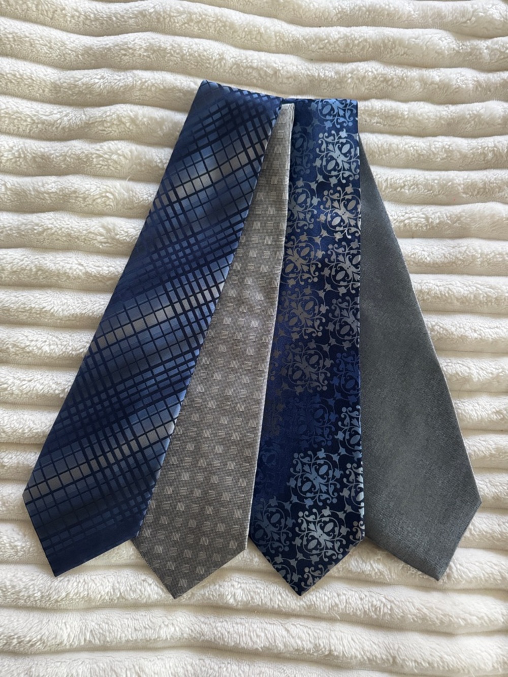 Men’s Silk Tie Set (4) - Blue and Gray